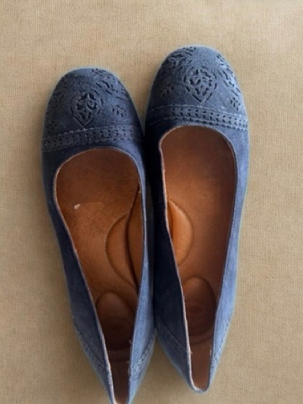 Nurture by Lamaze Navy Suede Embroidered Ballet Flats
